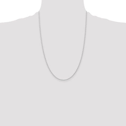 24 Inch 10K White Gold 10K 1.15mm Carded Cable Rope Chain Necklace
