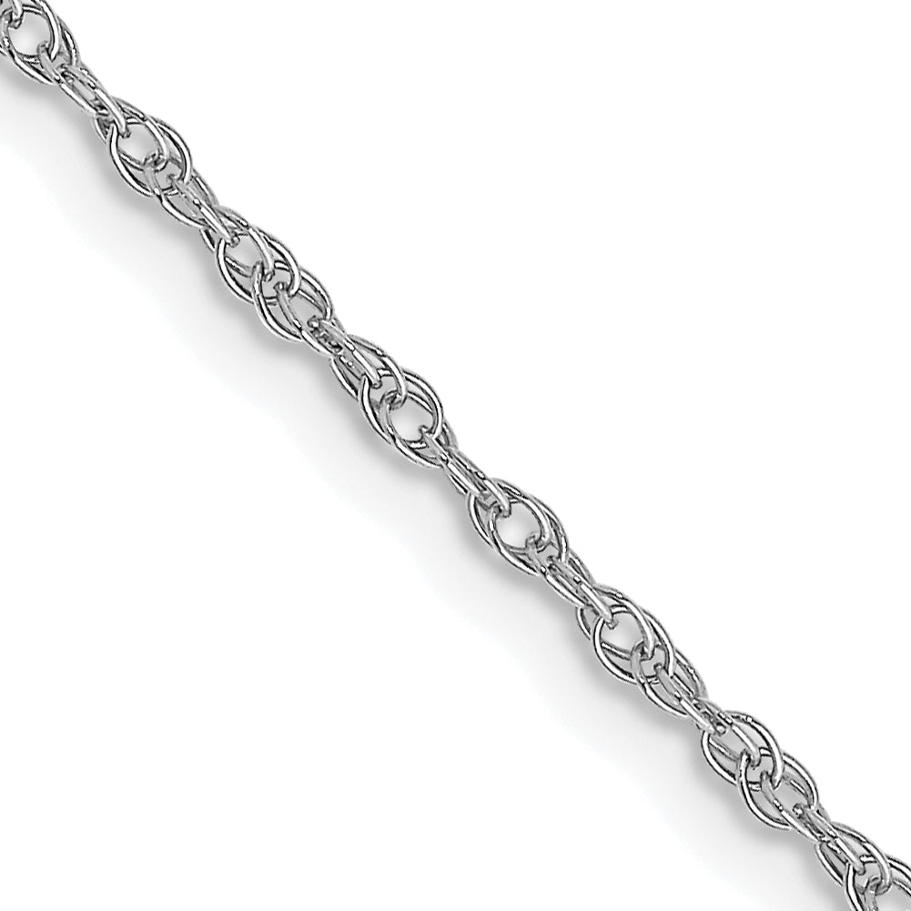 16 Inch 10K White Gold 10K 1.15mm Carded Cable Rope Chain Necklace