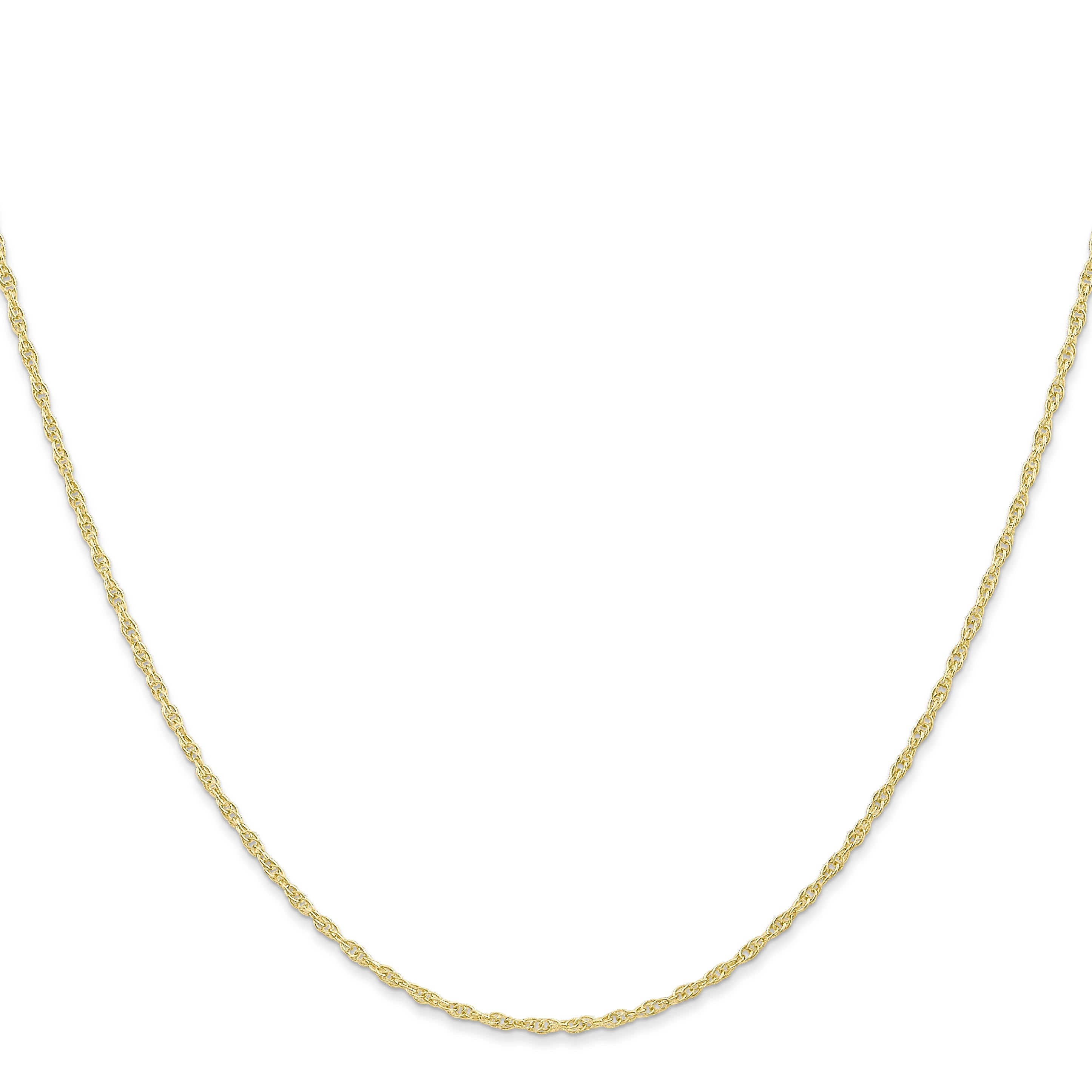 18 Inch 10K Yellow Gold 1.15mm Carded Cable Rope Chain Necklace