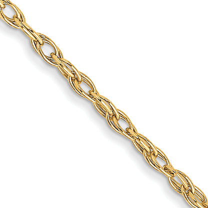 18 Inch 10K Yellow Gold 1.15mm Carded Cable Rope Chain Necklace