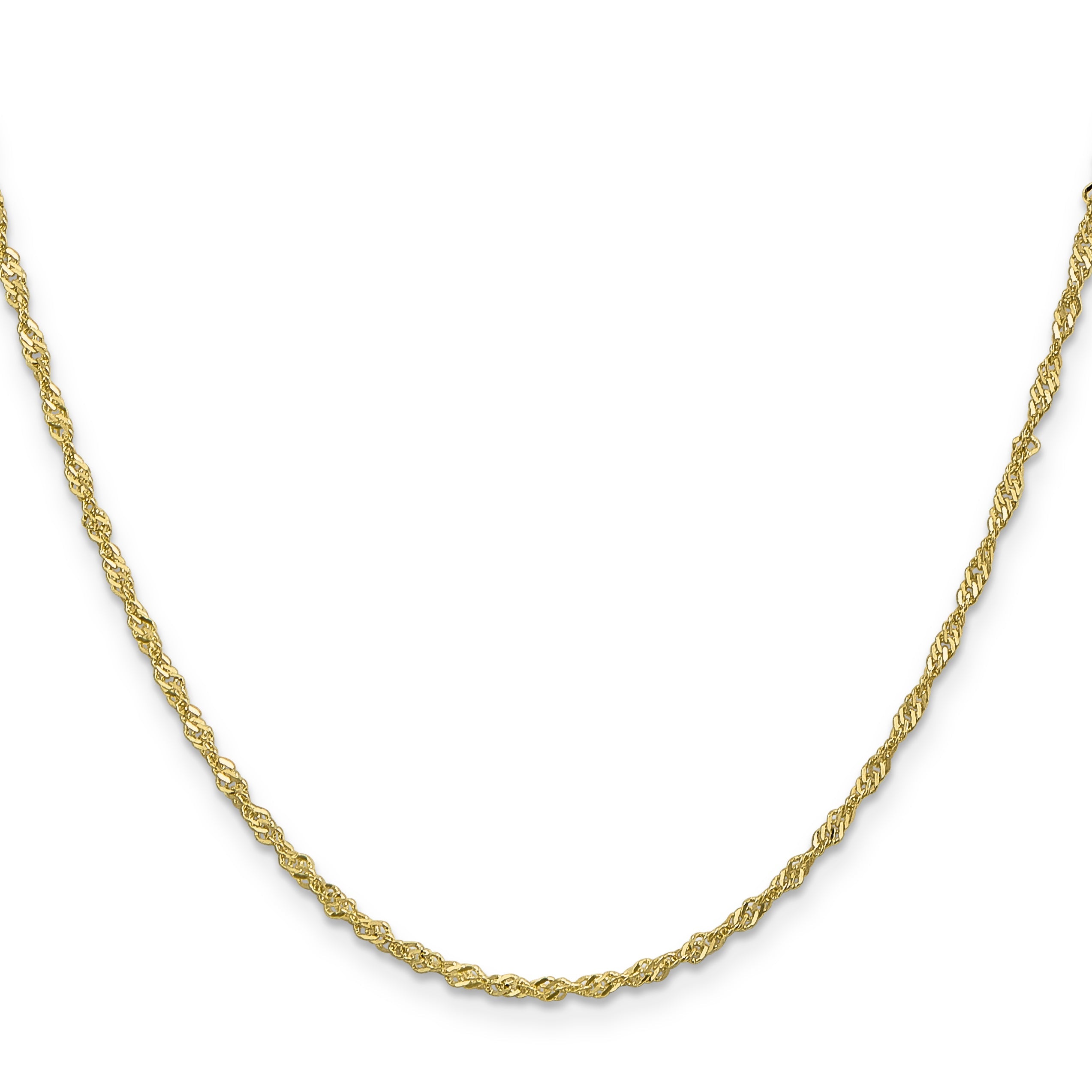 22 Inch 10K Yellow Gold 1.7mm Singapore Chain Necklace