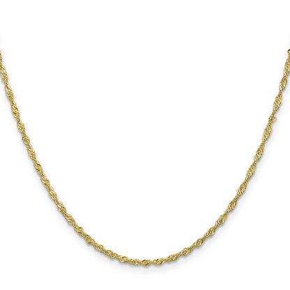 22 Inch 10K Yellow Gold 1.7mm Singapore Chain Necklace