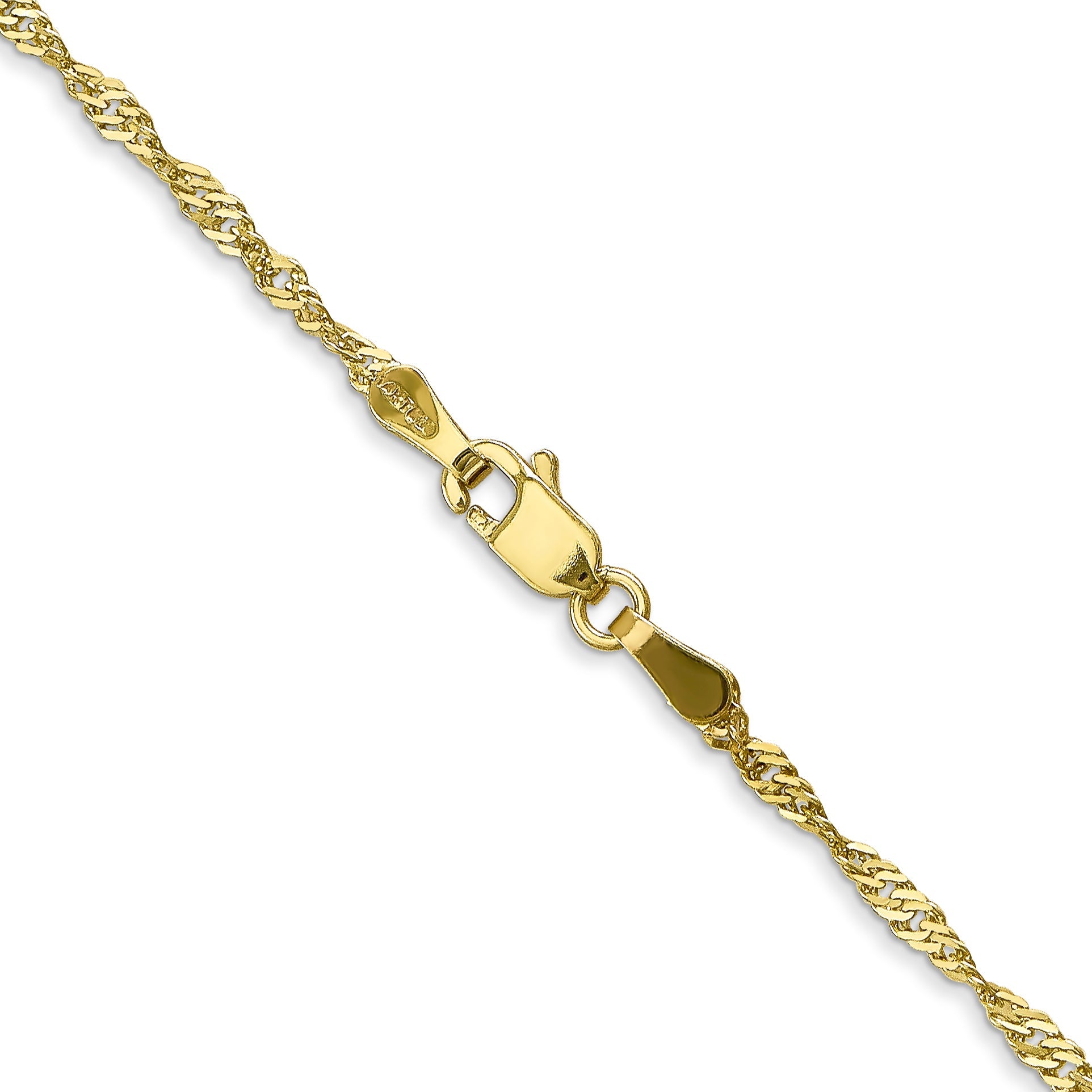 22 Inch 10K Yellow Gold 1.7mm Singapore Chain Necklace