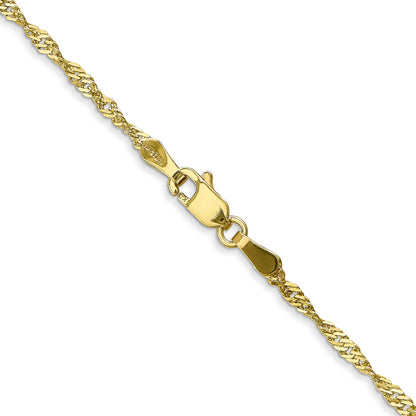 22 Inch 10K Yellow Gold 1.7mm Singapore Chain Necklace