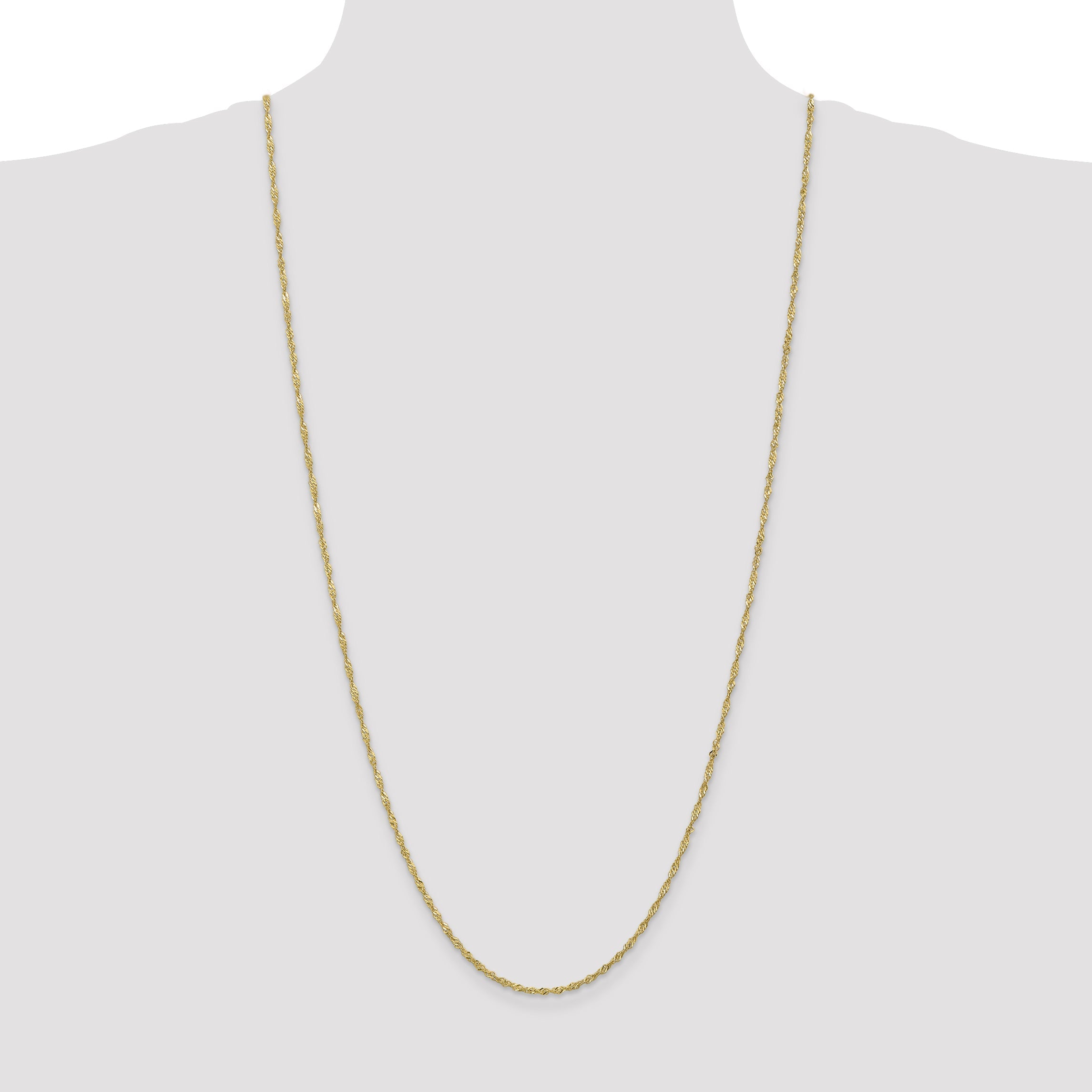 30 Inch 10K 1.7mm Singapore Chain Necklace
