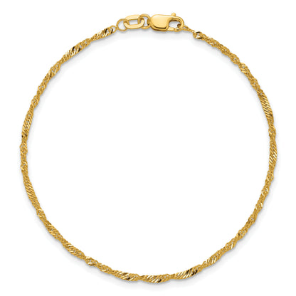 10K Yellow Gold 1.7mm Singapore Chain