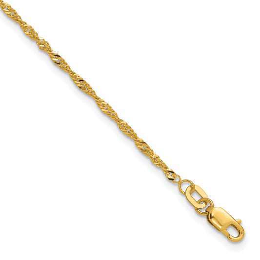 10K Yellow Gold 1.7mm Singapore Chain