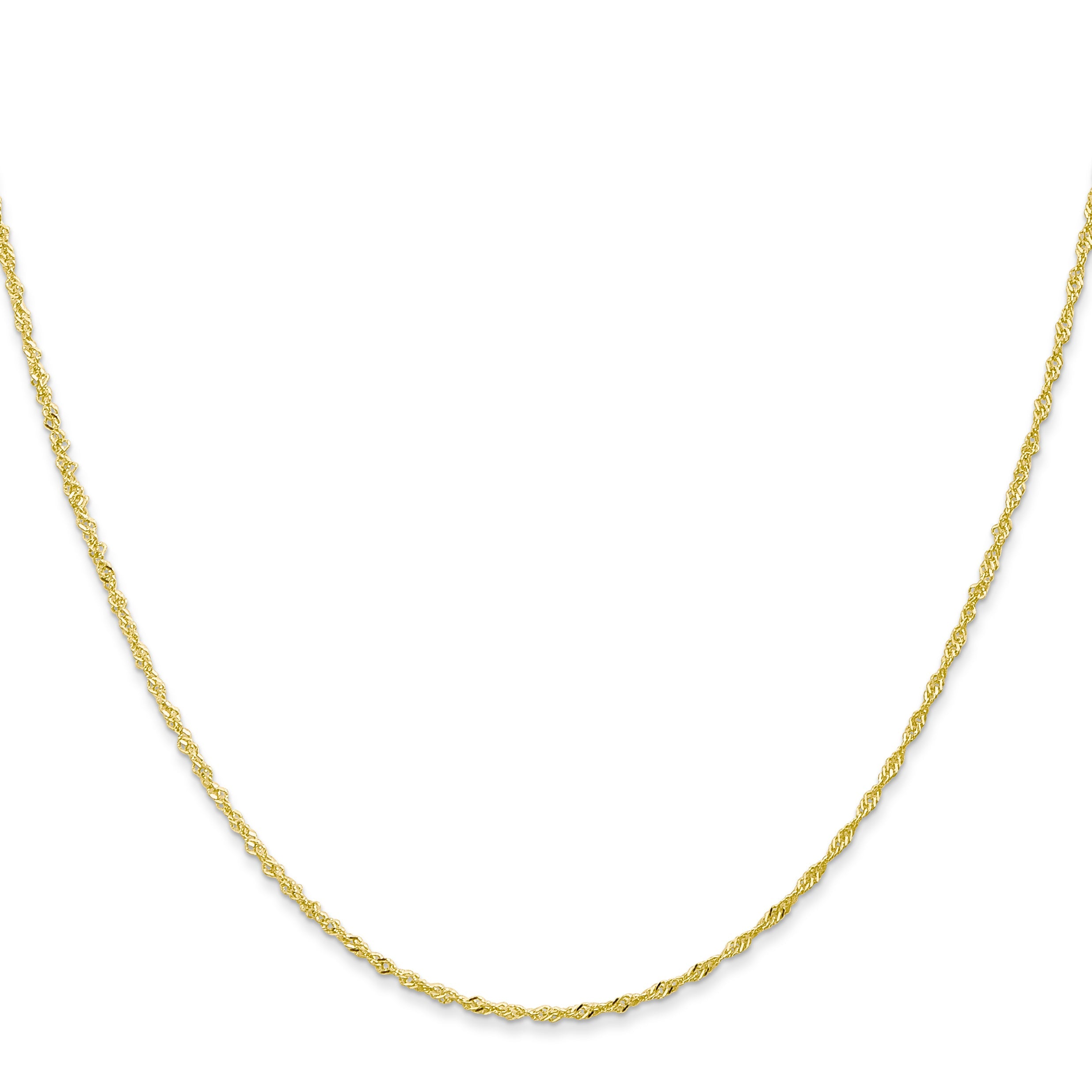 22 Inch 10K Yellow Gold 1.1mm Singapore Chain Necklace
