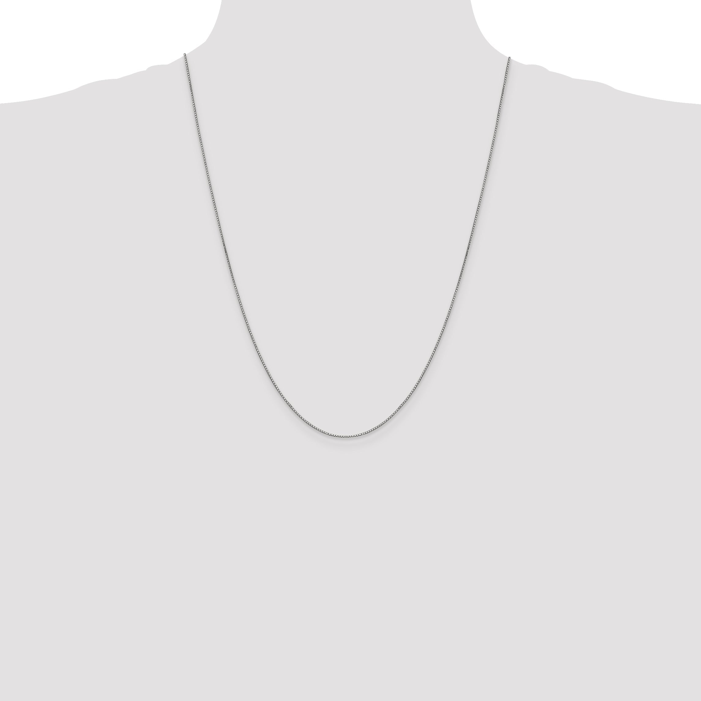 24 Inch 10K White Gold .9mm Box Chain Necklace