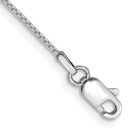 7 Inch 10K White Gold .9mm Box Chain Bracelet