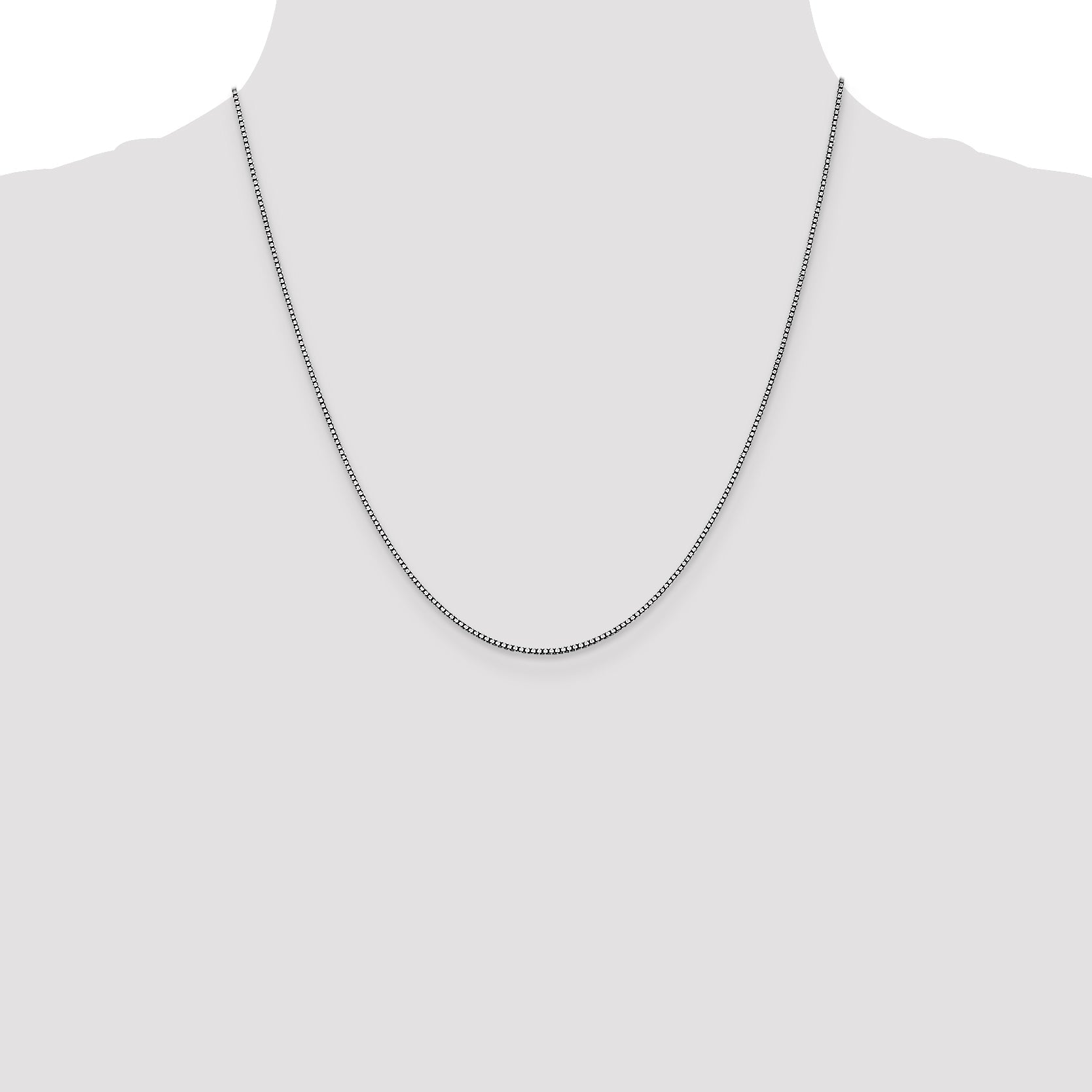 2 Inch 10K White Gold Wg 1.05mm Box Chain Necklace