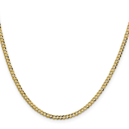 26 Inch 10K Yellow Gold 10K 3.1mm Lightweight Flat Cuban Chain Necklace