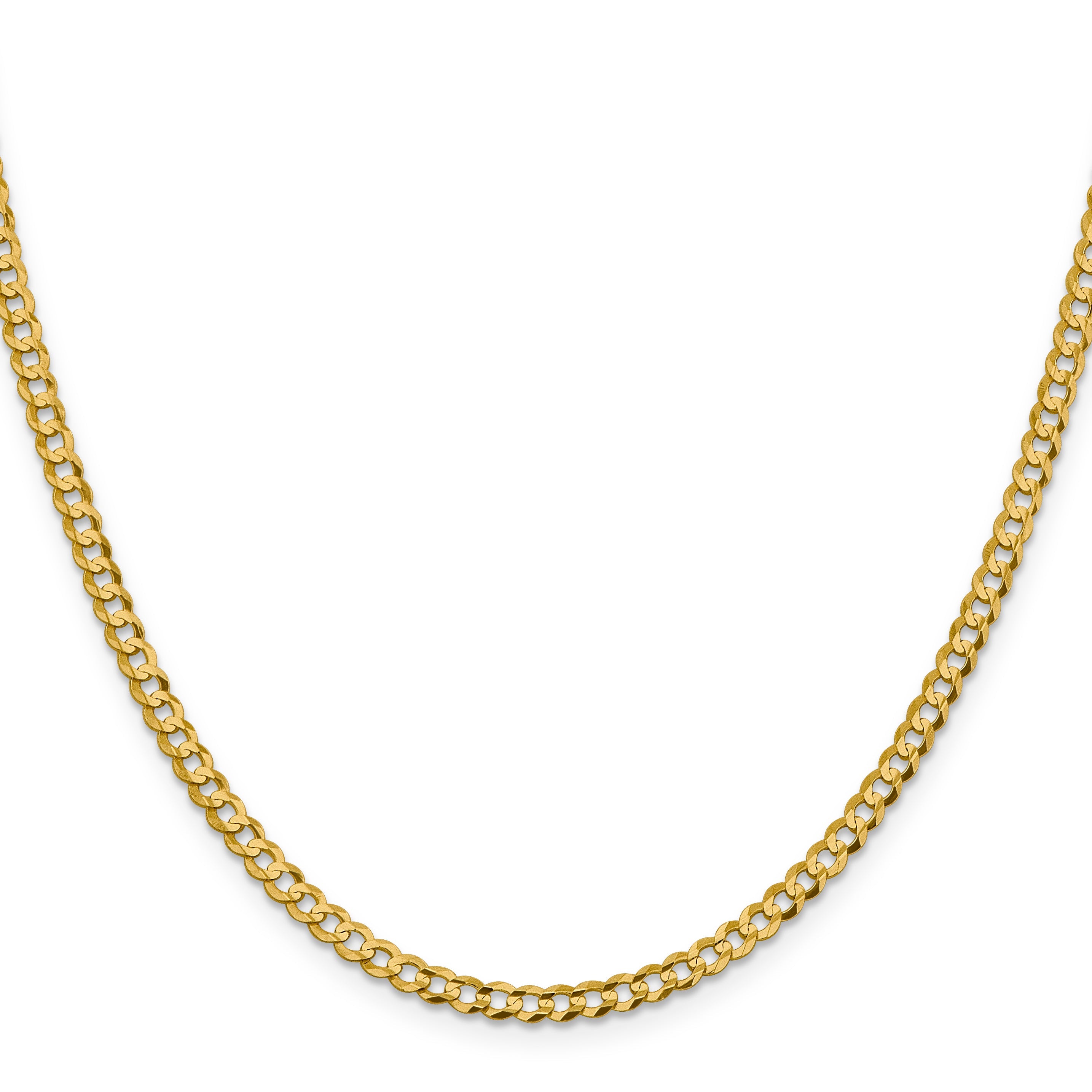 22 Inch 10K Yellow Gold 10K 3.7mm Lightweight Flat Cuban Chain Necklace