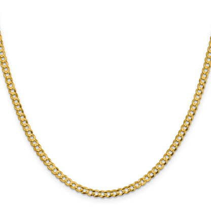 22 Inch 10K Yellow Gold 10K 3.7mm Lightweight Flat Cuban Chain Necklace