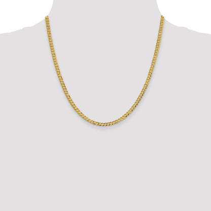 2 Inch 10K Yellow Gold 10K 3.7mm Lightweight Flat Cuban Chain Necklace