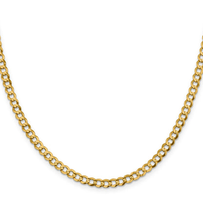 26 Inch 10K Yellow Gold 10K 4.7mm Lightweight Flat Cuban Chain Necklace