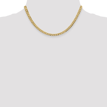 16 Inch 10K Yellow Gold 10K 4.7mm Lightweight Flat Cuban Chain Necklace