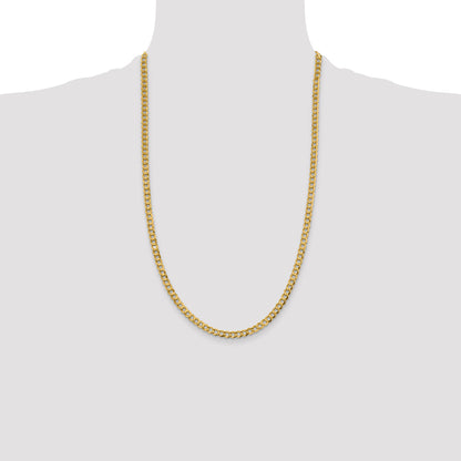 26 Inch 10K Yellow Gold 10K 4.7mm Lightweight Flat Cuban Chain Necklace