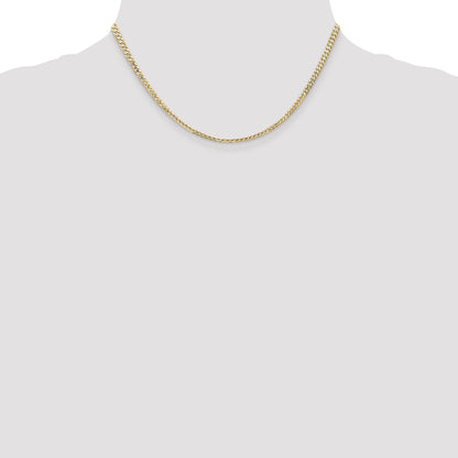 16 Inch 10K Yellow Gold 10K 3mm Open Concave Curb Chain Necklace