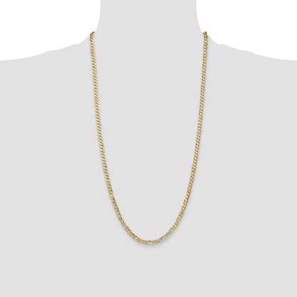 28 Inch 10K Yellow Gold 10K 3.8mm Open Concave Curb Chain Necklace