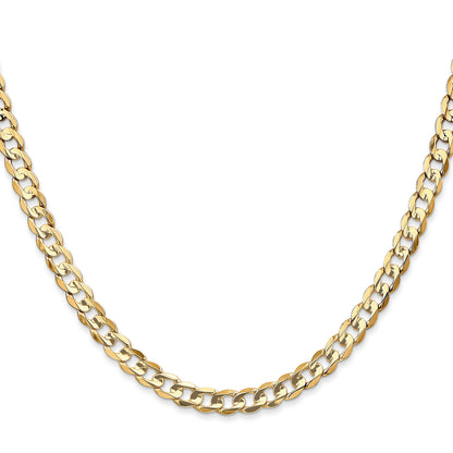 28 Inch 10K Yellow Gold 10K 4.5mm Open Concave Curb Chain Necklace