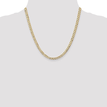 2 Inch 10K Yellow Gold 10K 4.5mm Open Concave Curb Chain Necklace