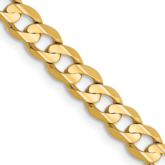 28 Inch 10K Yellow Gold 10K 4.5mm Open Concave Curb Chain Necklace