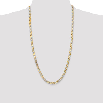 28 Inch 10K Yellow Gold 10K 5.25mm Open Concave Curb Chain Necklace