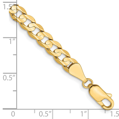 7 Inch 10K Yellow Gold 10K 5.25mm Open Concave Curb Chain Bracelet