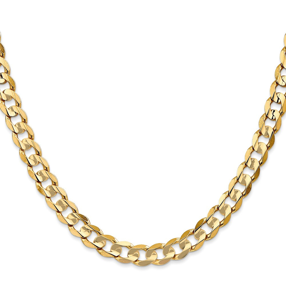 22 Inch 10K Yellow Gold 10K 6.75mm Open Concave Curb Chain Necklace