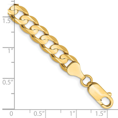 7 Inch 10K Yellow Gold 10K 6.75mm Open Concave Curb Chain Bracelet