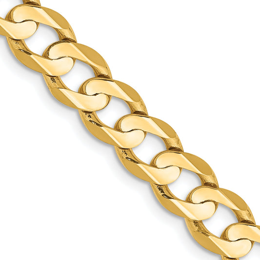 26 Inch 10K Yellow Gold 10K 6.75mm Open Concave Curb Chain Necklace