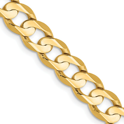 28 Inch 10K Yellow Gold 10K 6.75mm Open Concave Curb Chain Necklace