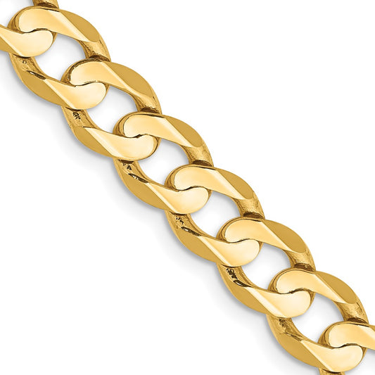 24 Inch 10K Yellow Gold 10K 6.75mm Open Concave Curb Chain Necklace