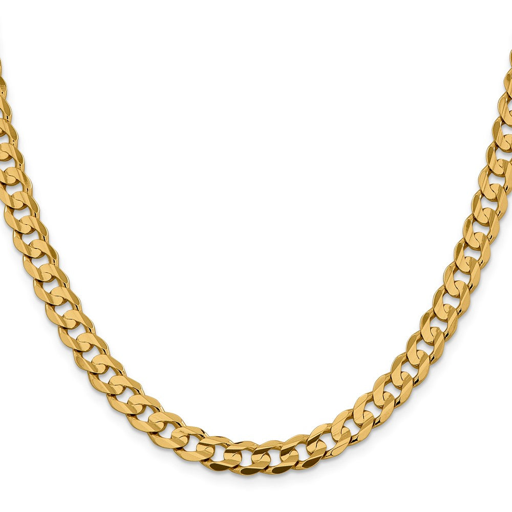22 Inch 10K Yellow Gold 10K 7.5mm Open Concave Curb Chain Necklace