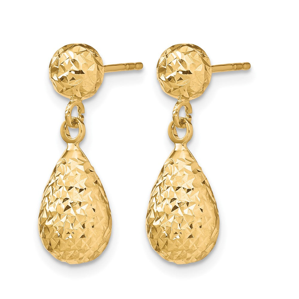 10K Yellow Gold D/C Post Dangle Earrings
