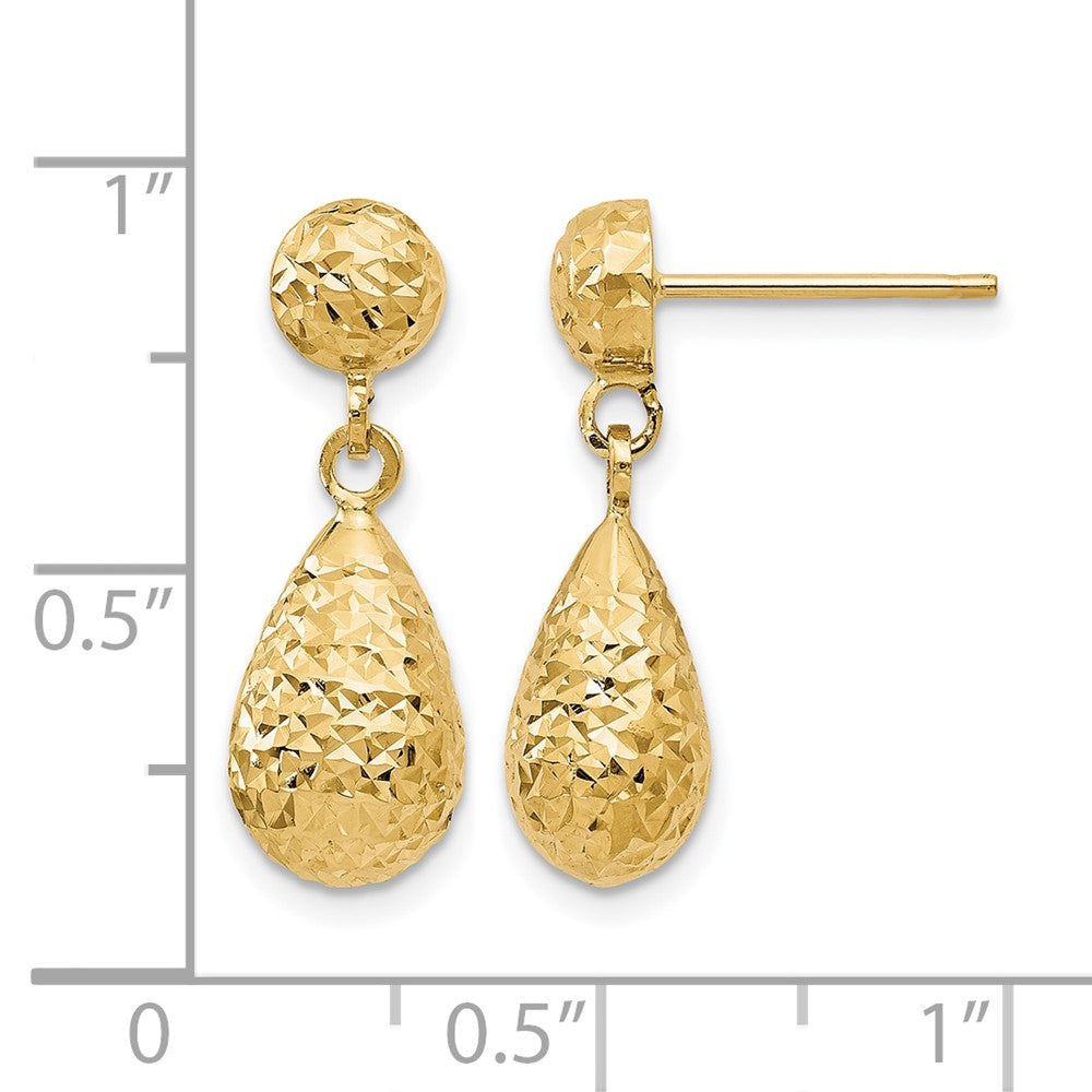 10K Yellow Gold D/C Post Dangle Earrings