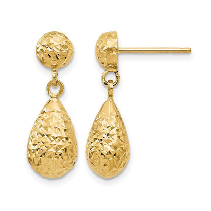 10K Yellow Gold D/C Post Dangle Earrings