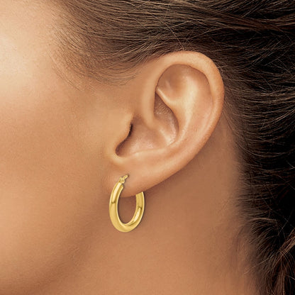 10K Yellow Gold Polished Hinged Hoop Earrings