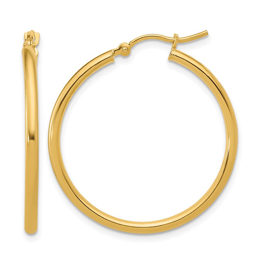 10K Yellow Gold Polished Hinged Hoop Earrings