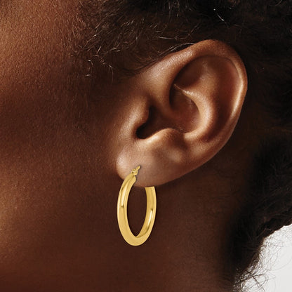 10K Yellow Gold Polished Hinged Hoop Earrings