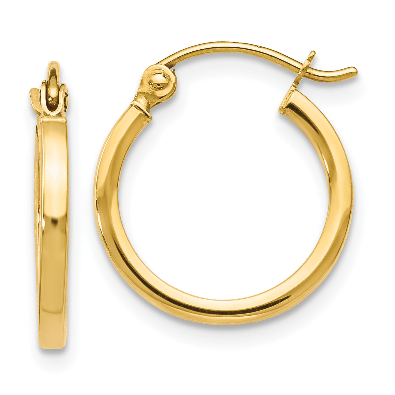 10K Yellow Gold Polished Hinged Hoop Earrings