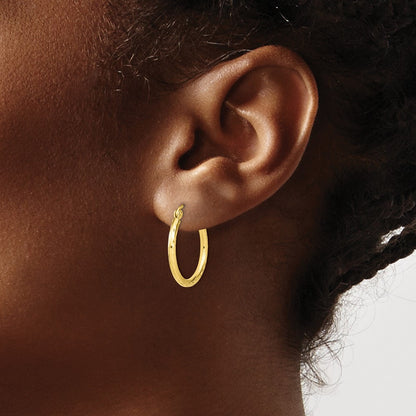 10K Yellow Gold Textured Hinged Hoop Earrings