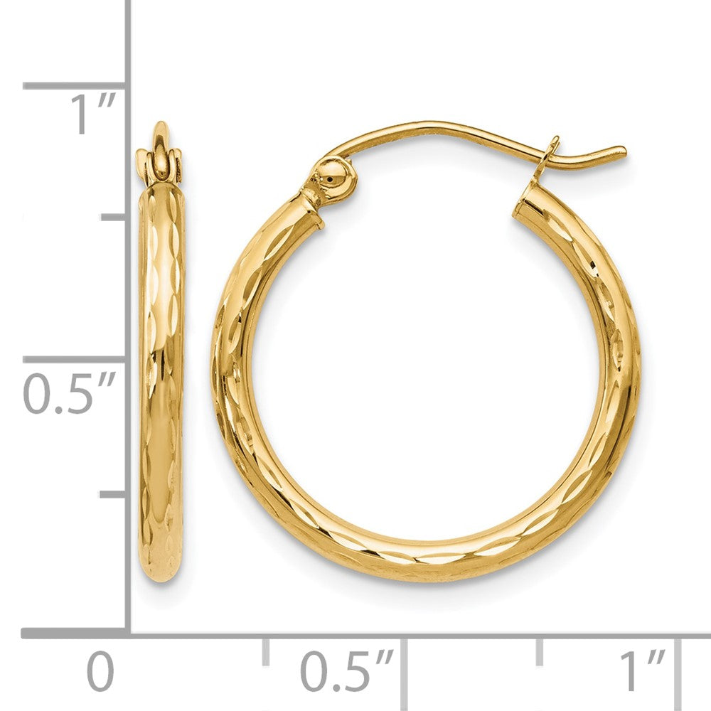 10K Yellow Gold Textured Hinged Hoop Earrings