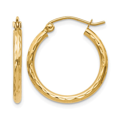 10K Yellow Gold Textured Hinged Hoop Earrings