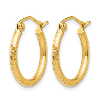 10K Yellow Gold D/C Hinged Hoop Earrings