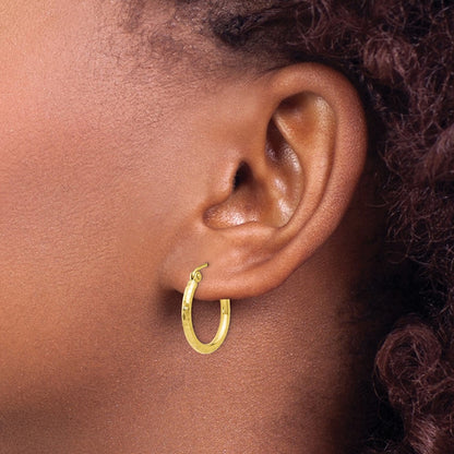 10K Yellow Gold D/C Hinged Hoop Earrings