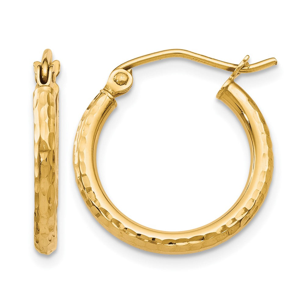10K Yellow Gold D/C Hinged Hoop Earrings