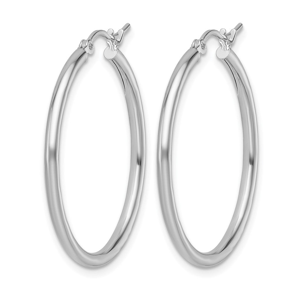 10K White Gold Polished Hinged Hoop Earrings