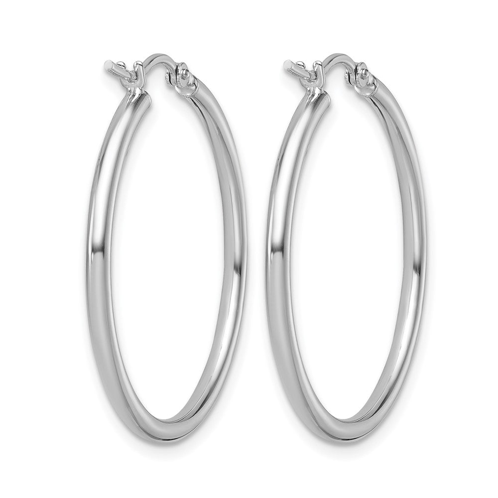 10K White Gold Polished Hinged Hoop Earrings
